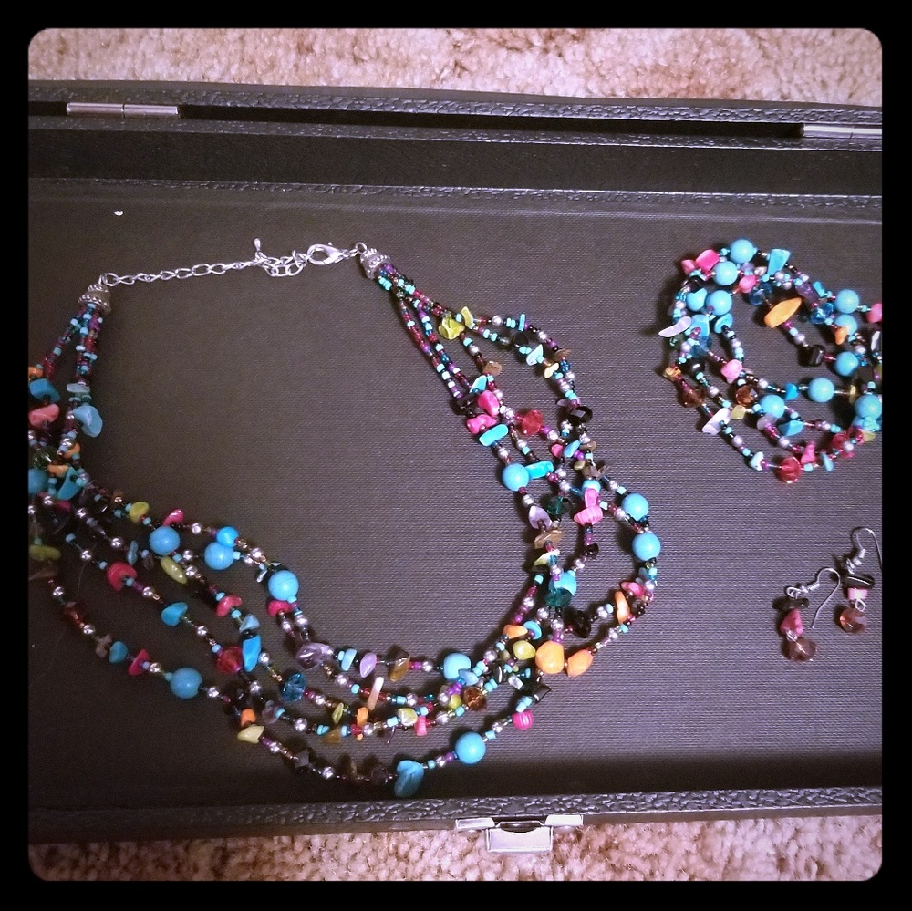 BUNDLE SALE -beaded necklace bracelets earring set